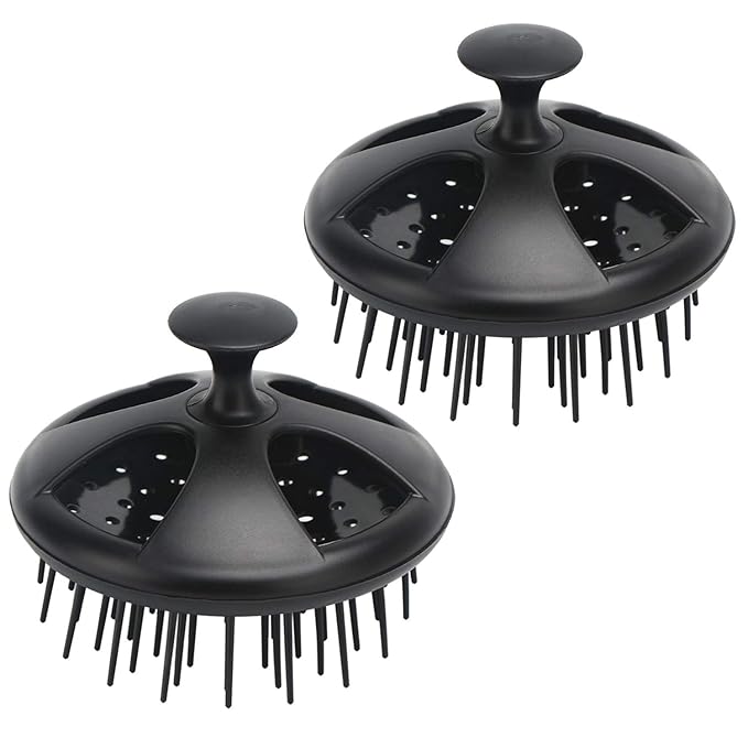 Segbeauty Dandruff Brushes, 2pcs 0.8 inches Long Hard Bristle Scalp Massage Brushes for Thick or Thin 2c to 3b Curly Hair, Shower Comb for Deep Cleaning Beard Pet Grooming Hair Care for Women Men