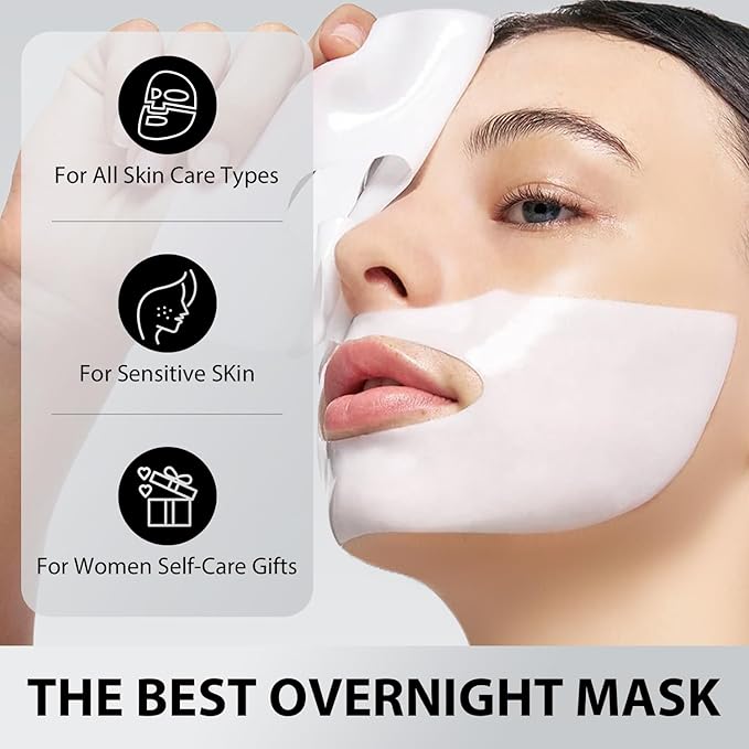 IREV Bio-Collagen Face Mask Deep Overnight Hydrating Face Mask for Wrinkles Selfcare Sheet Skin Care Facial Treatments & Masks for Women Firming and Moisturizing Elasticity Anti-Wrinkle 4 Pack