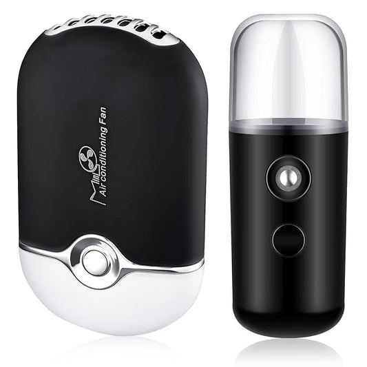 Eyelash Fan USB Portable Lash Dryer Nano Facial Mister Face Mister Portable Facial Steamer with 20ml Water Tank Rechargeable Handheld Mini Fan Lash Dryer Eyelash Extension(Black, Pink)