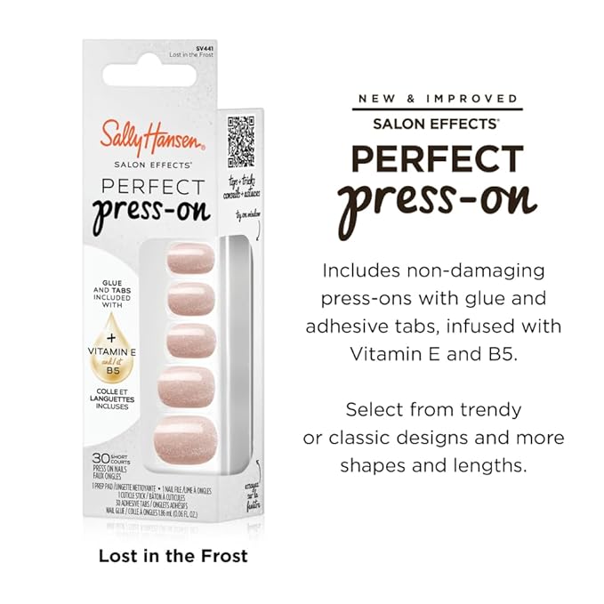 Sally Hansen Instant Cuticle Remover and Salon Effects Lost in the Frost Press On Nails Kit, Nail Care and Manicure Set