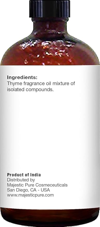 MAJESTIC PURE Thyme Essential Oil | 100% Pure and Natural Thyme Oil | Premium Grade Essential Oils for Hair Care, Home Diffusers, Skin, Aromatherapy, Massage and Humidifiers | 4 Fl Oz