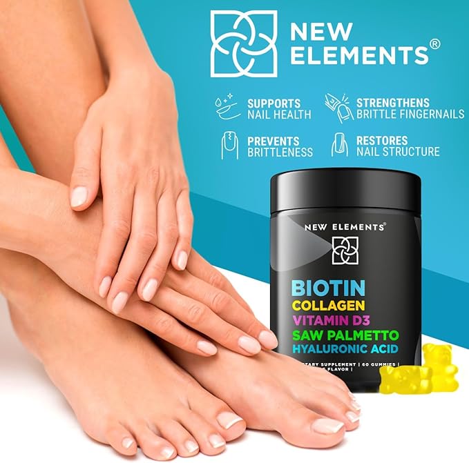 Biotin Gummies with Collagen Vitamin D3 Saw Palmetto & Hyaluronic Acid for Hair Skin and Nails, Hair Growth Supplement for Men & Women | Non-GMO | Gluten-Free | Natural Pineapple Flavor