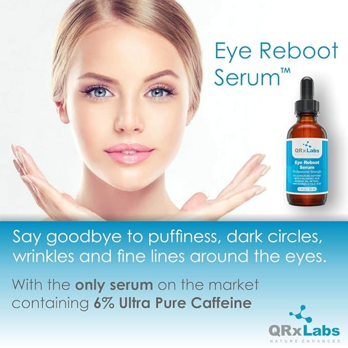 Eye Reboot Serum with 6% Caffeine, Hyaluronic Acid, Retinol & Niacinamide – Hydrating Formula For Delicate Eye Area – Helps Visibly Reduce Puffiness, Fine Lines & Dark Circles – Improves Skin Texture