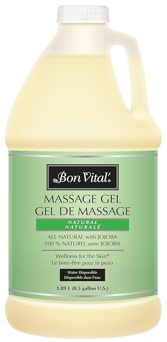 Bon Vital' Naturale Massage Gel with Natural Ingredients for Earth-Friendly Massage, Hypoallergenic Massage Gel for Sensitive Skin, Moisturizer Absorbs Like Lotion, 1/2 Gal, Label may Vary