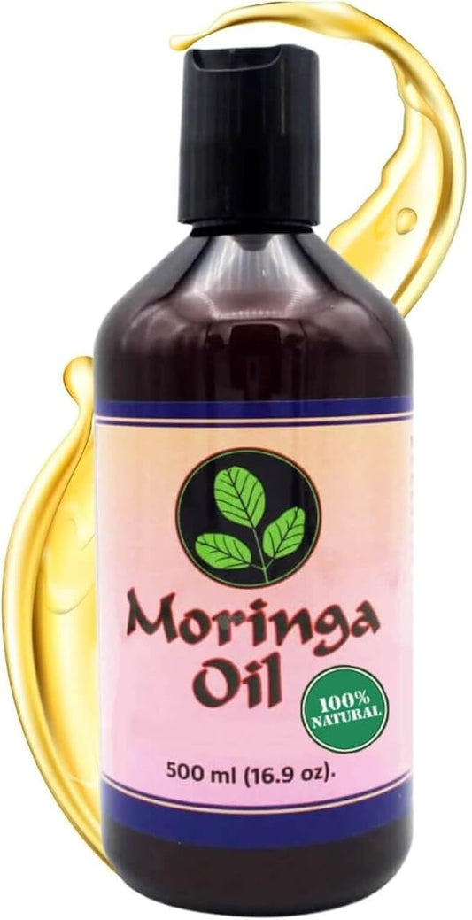 Moringa Oil 16.9 oz – Natural Face, Hair & Body Oil, 100% Pure, Cold-Pressed & Unrefined Moringa Seed Oil, Gluten-Free, Non-GMO, Vegan (500 ml)