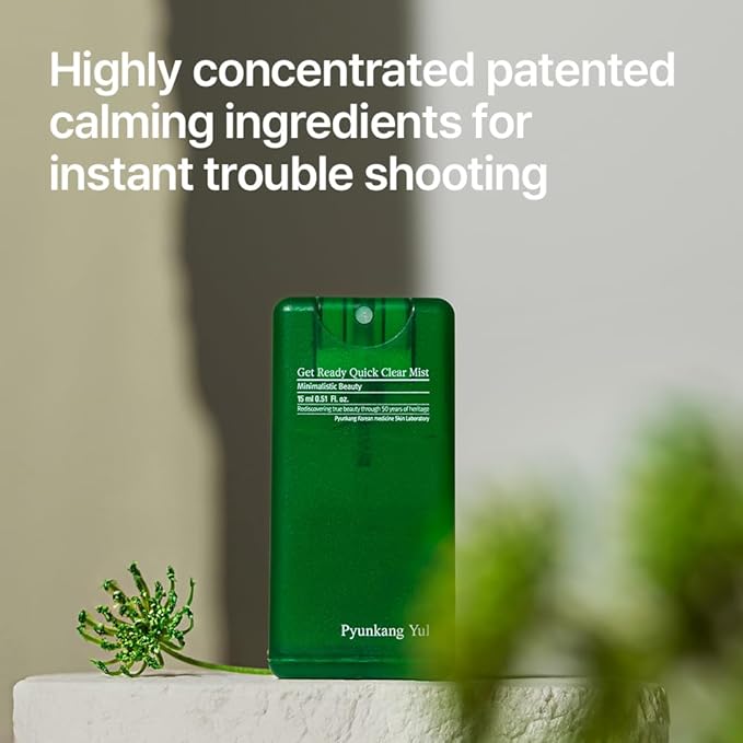 Pyunkang Yul [PKY] Ultimate Get Ready Quick Clear Mist for Sensitive Skin, Intensely Calms & Soothes Redness with Cica & Tea Tree, Compact size, Korean Skincare (0.51 Fl. oz, 15ml)