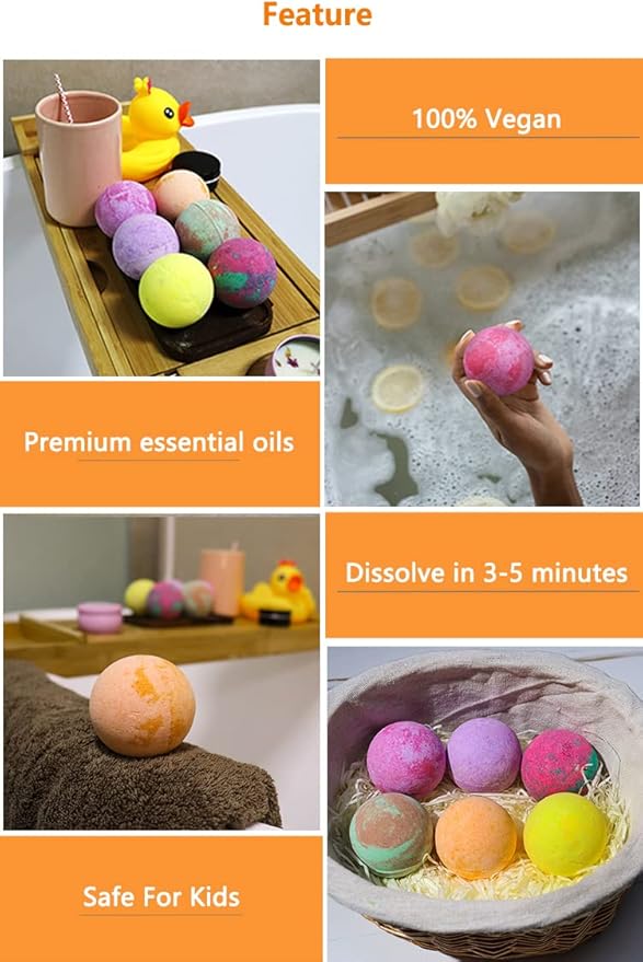 Organic Natural Vegan Colorful Handmade Bath Bombs Essential Oil