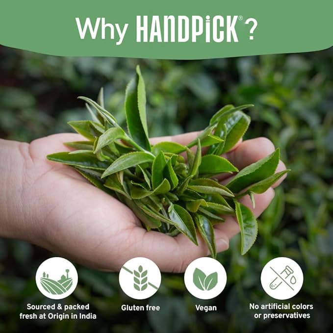 HANDPICK Masala Chai Tea Bags (100 Count) Strong Robust & Aromatic, Blended with Exotic Spices, Cinnamon, Black Pepper, Cloves & Cardamom - Premium Quality Eco-conscious Round Bags