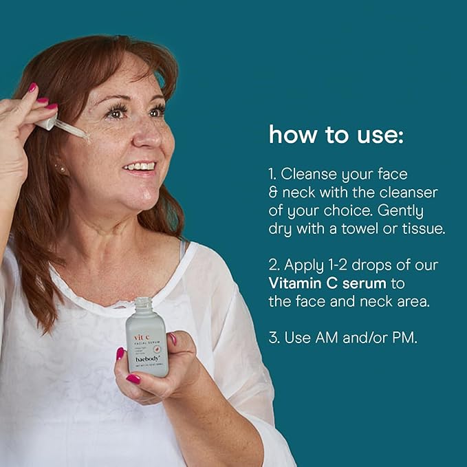 Baebody Made in USA Vitamin C Face Serum - Vitamin C Serum for Dark Spots and Dull Skin - With Hyaluronic Acid (1 fl oz/30 ml)