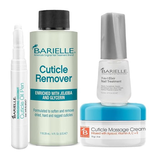 Barielle Cuticle Besties Nail & Cuticle Treatment 4-PC Set - Deluxe Nail Care & Cuticle Care Collection
