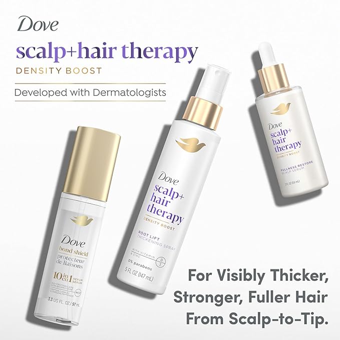 Dove Hair Serum Bundle – Bond Shield 10-in-1 Serum, Root Lift & Fullness Restore Therapy for Healthy Hair, Repair & Strengthening (3 Piece Set)