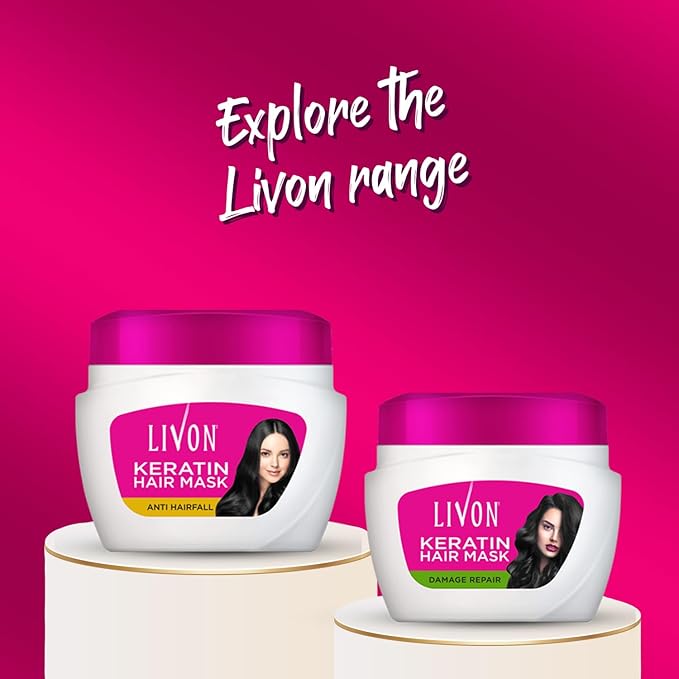 Livon Keratin Anti-Hair Fall Hair Mask | Conditioning Treatment for Healthy, Smooth & Shinier Hair | All Hair Types | 15.2 Fl.oz.