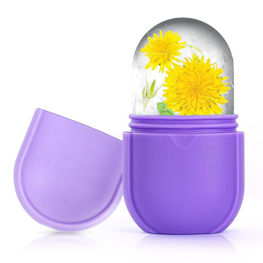 Ice Roller for Face and Eye, Upgrated Skin Care Tools, Ice Facial Cube, Gua Sha Face Massage, Silicone Ice Mold for Face Beauty (Purple)