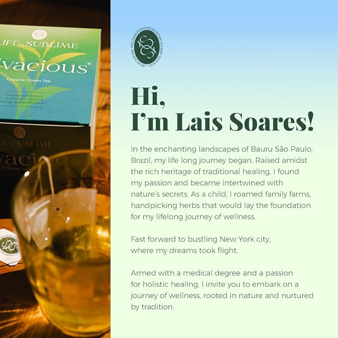 Life by Sublime - Vivacious USDA Organic Green Tea, 20 Tea Bags, Caffeinated, Antioxidant-Rich, Supports Skin Health and Immune System, Less Bitter, Premium Brazilian Harvest