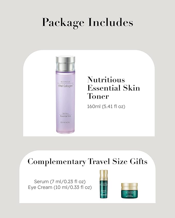 Spring Event ISA KNOX AGE FOCUS VITAL COLLAGEN Essential Toner by LG Beauty, PRIME Wrinkle For All Serum & PRIME Eye For All Cream (177 ml/5.99 fl oz) - Korean Skin Care by LG Beauty.