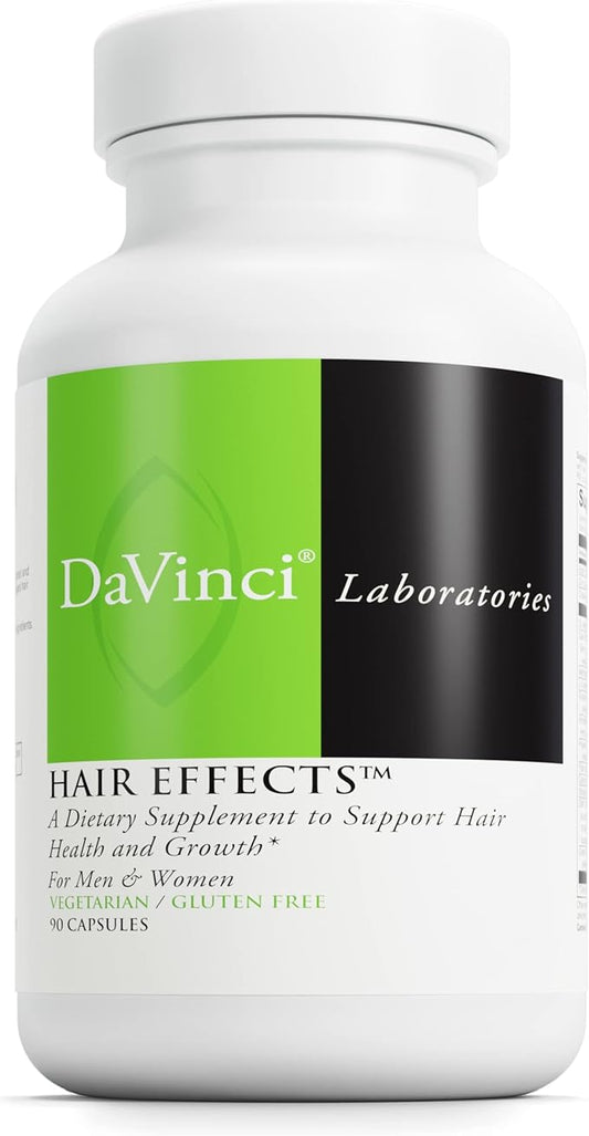 DAVINCI Labs Hair Effects - Dietary Supplement to Support Healthy Hair Growth and Skin* - with Biotin, Zinc, Copper, Saw Palmetto and Grape Seed Extract - Gluten-Free - 90 Vegetarian Capsules
