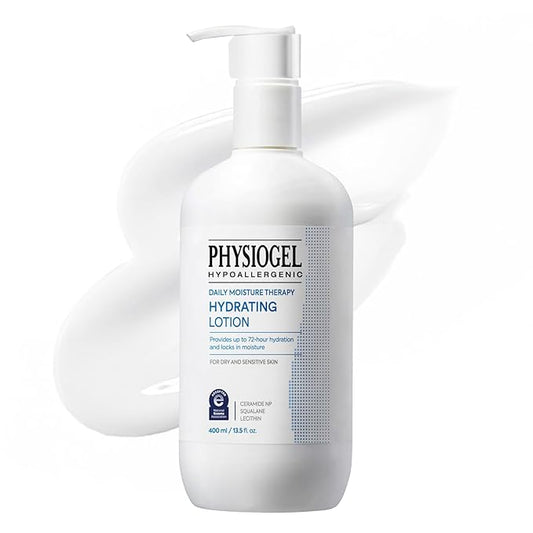 Physiogel Face and Body Lotion, Korean skin care, Provides 72 hrs of Hydration for Dry Sensitive Skin, Fragrance-Free, Non-Comedogenic, Dermatologist-Tested, Ceramide, Squalane.