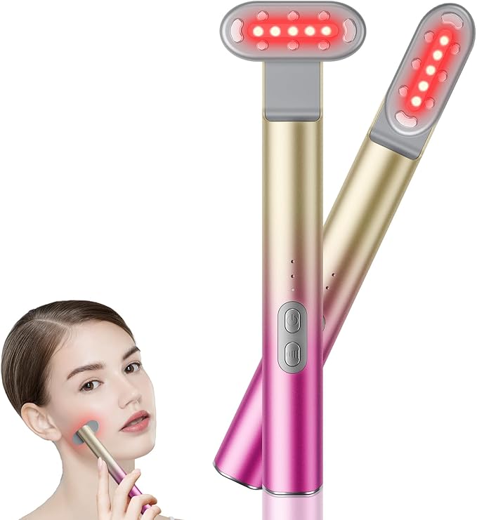 7 in 1 Red-Light-Therapy，Red Light Therapy for Face Eye Skincare Equipment at Home，Red for Skincare & Blue Rejuvenation Tool (Gradient Purple Pink)