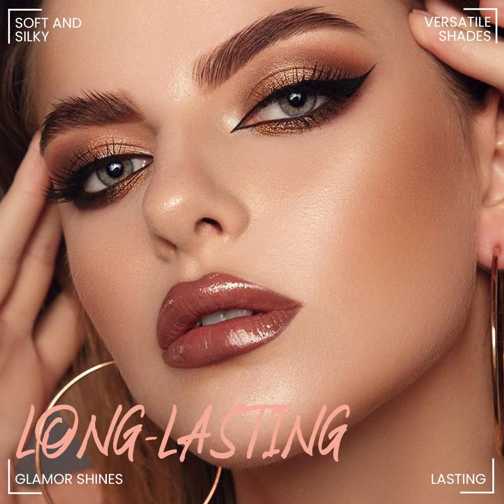 Six-Color Eyeshadow Makeup Palette, Cocoa RoseGold DarkBrown ChampagneGold Orange Nude Eyeshadows, Blendable Matte and Shimmer, Long-Lasting -Waterproof-Cruelty-Free With Built-In Mirror - 02#