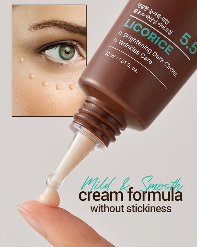 ACWELL Licorice pH Balancing Intensive Anti-Wrinkle Eye Cream 1.01 fl.oz. -For Dark Circles and Puffiness with Peptides and Licorice Water, Anti-aging Face Cream for Men and Women