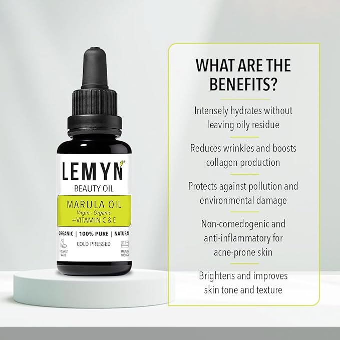 Virgin Marula Face Oil | Supercharged with Vitamin C & E | Freshly Made | Intense Hydration & Radiance Boost | Anti-Aging Skin Care and Face Moisturizer | Organic – Vegan – Cruelty-Free