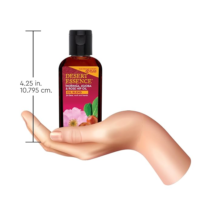 Desert Essence Moringa, Jojoba & Rose Hip Oil Refreshing & Rejuvenating Skin Restoration - Nutrient-Rich Vitamin Blend For Face, Neck, Body & Hands - Vegan, Non-GMO, Gluten-Free, Cruelty-Free - 2oz