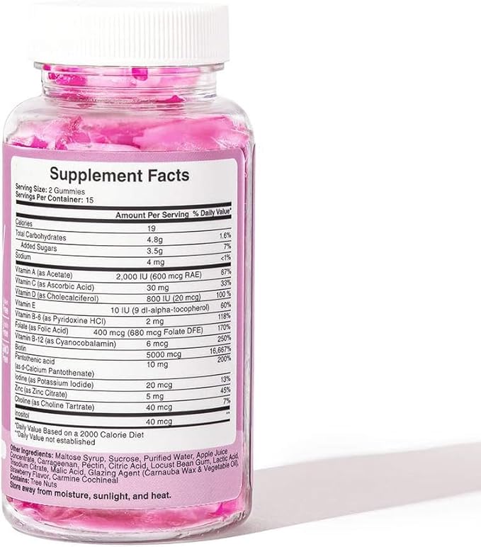 Hunny Bunny Hair Vitamin Biotin Gummies - Biotin Supplement with Vitamin A, C, D, E, B6 – Hair Growth, Skin, Nail Vitamins - Non GMO, Gluten Free – 60 Gummies