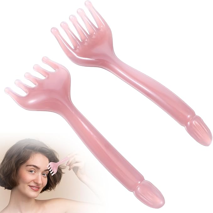 2PCS Head Scalp Massagers, Resin Hair Growth Scalp Combs Handheld Five Claw Massage Tool, Portable Face Body Head Scratcher, Meridians Massager Manual Gua Sha Hair Brush for Women Men