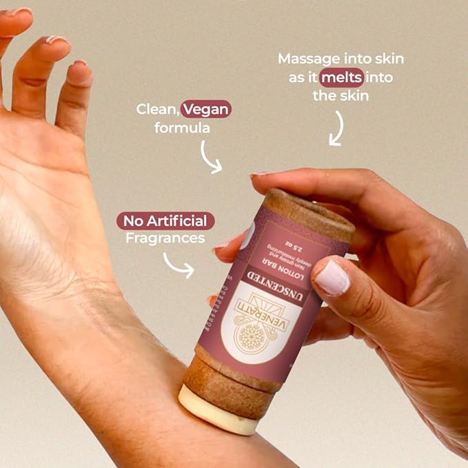 Lotion Bar Unscented - Vegan, Made in the US, Eco Friendly Stick - Quick Absorption, Non-Sticky - Natural Ingredients Solid Body Lotion for Women Dry Skin - Travel Body Lotion