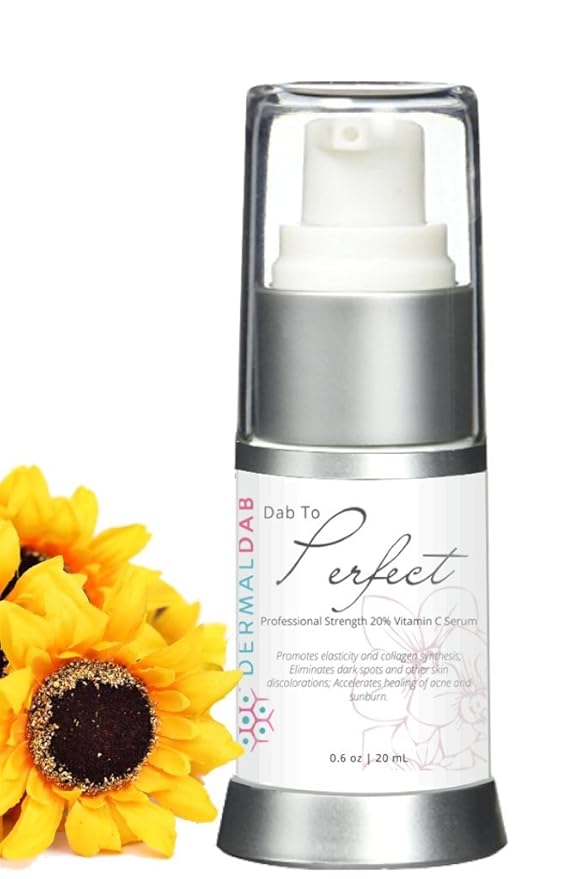 Dermal Dab, Dab To Perfect Professional Strength 20% Vitamin C Serum For Face - Brighten Complexion, Firm Loose Skin, Protect From UV Damage & Reduce Under-Eye Circles (15mL)