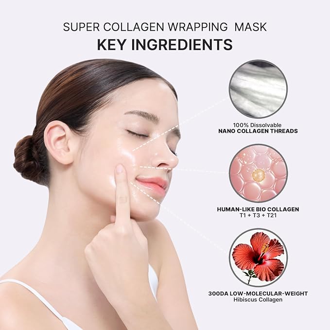 AROCELL Super Collagen Wrapping Facial Mask – Peel Off Face Mask Pack for Firmness and Elasticity Hydrating Exfoliating Skin Care