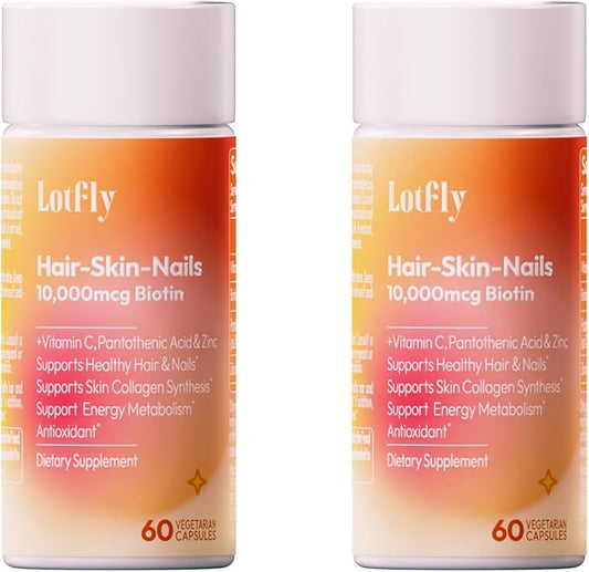 Biotin 10000 mcg with Zinc, Vitamin C & Calcium Pantothenate – Supports Healthy Hair Growth, Strong Nails & Glowing Skin for Women & Men | Made in The USA | 120 Vegan Capsules (4 Months Supply)