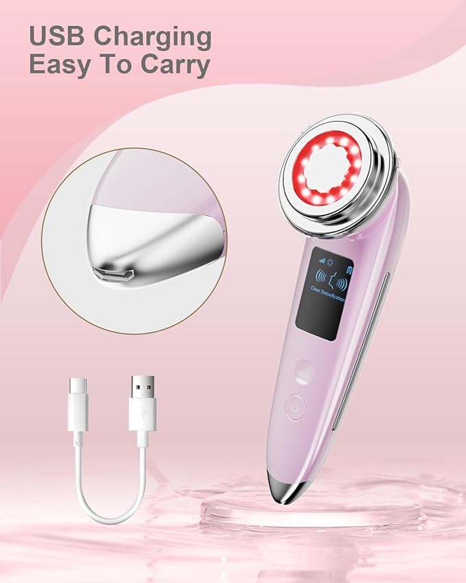 Face Massager Electric Face Lifting 4 in 1 Facial Massager Anti Aging Skin Tightening Firming Skin Care Tools (Pink2)