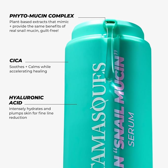 Vitamasques Vegan Snail Mucin Serum Moisturizer With Aloe Vera Complex Korean Skin Care- 1.01 fl. oz