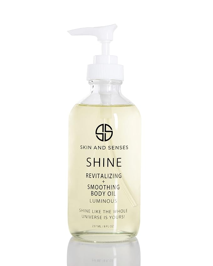 Shine Revitalizing & Smoothing Body Oil Luminous –100% Natural, plant-based ingredients Loaded with a blend of Healing Oils and Vitamin E, that deeply soothe, and moisturizes the skin.