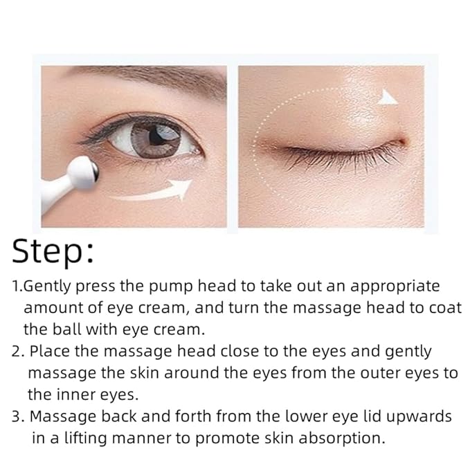 Snail Peptide Under Eye Cream with 73% Snail Mucin & 2% Nicotinamide for Dark Circles, Puffiness & Wrinkles, with 360° Massaging Roller Ball, 0.57 fl oz