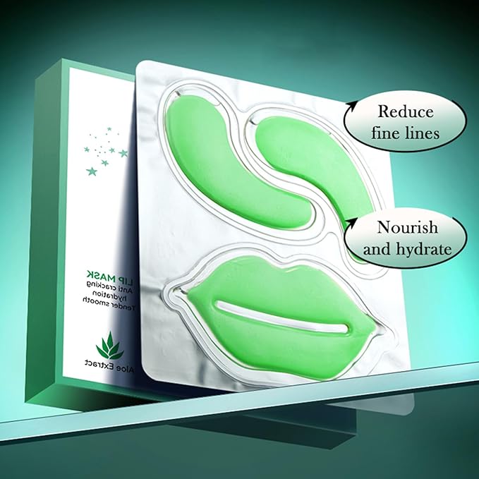 YP 10 Pairs Aloe Vera Under Eye Patches and Moisturizing Lip Mask Set - 10 Pcs Aloe Vera Under Eye Patches, Refines Eye mask Lines Essence for Women Gifts