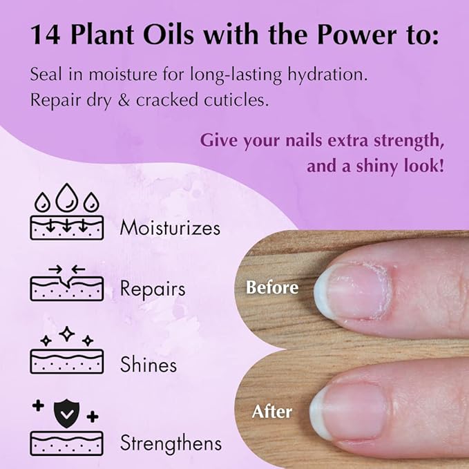 All Natural Nail Oil Cuticle PEN by MONA Brands | Restores & Protects Damaged Cuticles & Nails | Moisturizes, Strengthens, Soothes, Shines | (1-PK LAVENDER (2.5 mL))