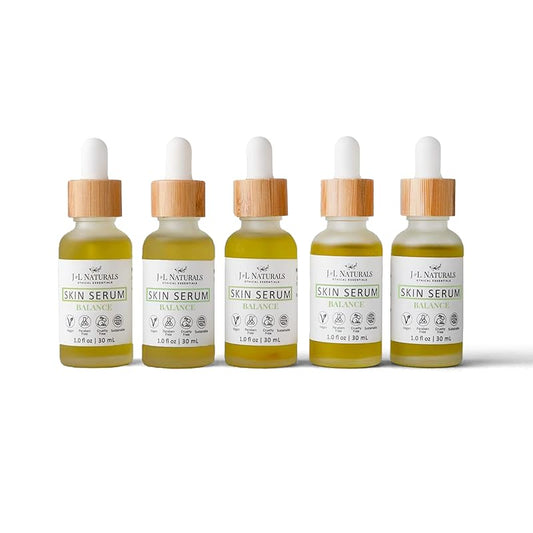 J&L Naturals | Face & Body Oil for Oily, Sensitive, Dry, Combination, Mature, & Dull Skin Types | With Jojoba Oil, Grapeseed Oil, Sunflower Oil (1 Fl Oz (Pack of 5), Balance (oily, combination))