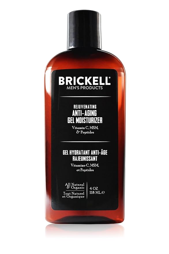 Brickell Men's Rejuvenating Anti-Aging Gel Moisturizer For Men, Natural and Organic, Fast Absorbing Moisturizer Reduces Fine Lines and Wrinkles (Scented, 4 oz)