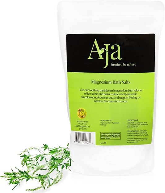Aja Magnesium Bath Salts - Natural Ache and Soreness Relief - Dead Sea (5.5 LBS) Magnesium