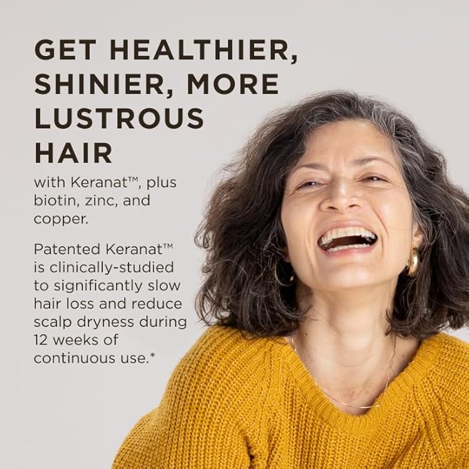 Solgar Hair Growth Age-Defying Nutrition For Men & Women—Thicker Fuller Hair Growth with Keranat Oil, Biotin, Zinc and Copper - One Softgel Daily, Vegan, Dairy, Soy and Gluten Free, 30 Servings