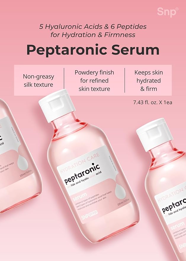 [K Beauty Snp] 4-in-1 Peptaronic Skincare Set | Peptide and Hyaluronic Acid Complete Skin Care Set | Includes Facial Toner, Cream, Face Serum, and Ampoule Sheet Face Masks | Skin Care Gift Set of 1