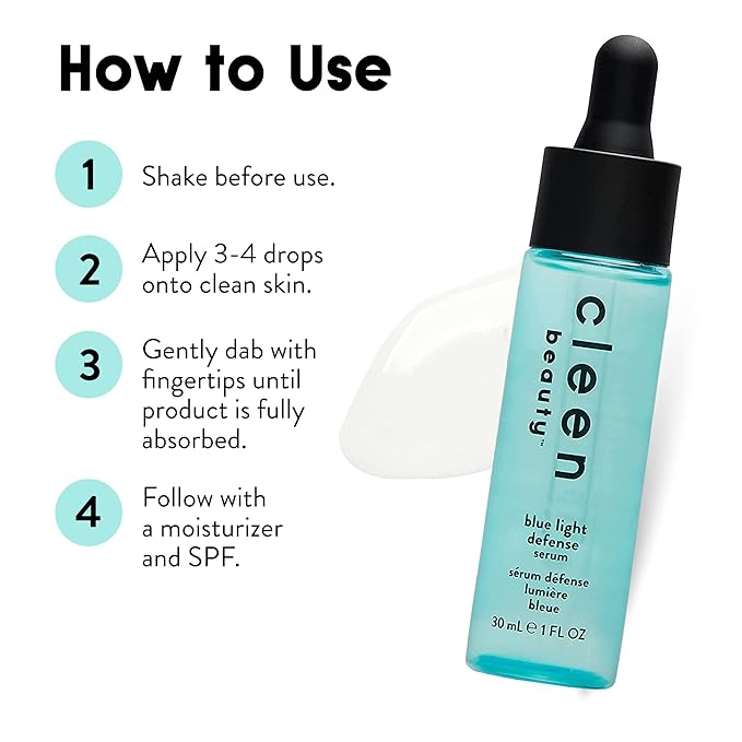 Cleen Beauty Blue Light Defense Serum | Facial Serum with Blue Light Protection Complex | Face Serum for Women | Serum for Face - Paraben Free | Skincare Products for Face | Hydrating Serum | 1 Fl Oz