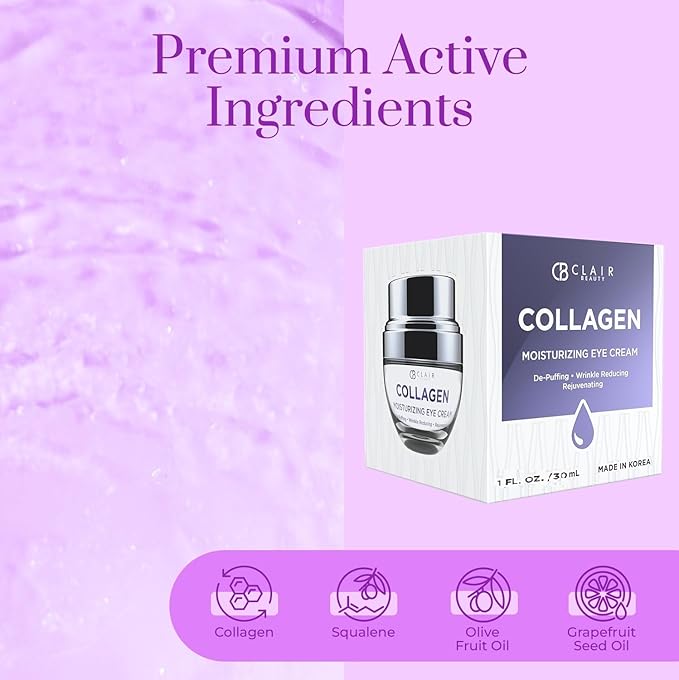 Collagen Eye Cream - Moisturizing, Plumping & Reduces Dark Circles & Wrinkles - Dermatologist Tested, Clean Beauty & Cruelty-Free Korean Skin Care for All Skin Types - 1.01 Fl. Oz