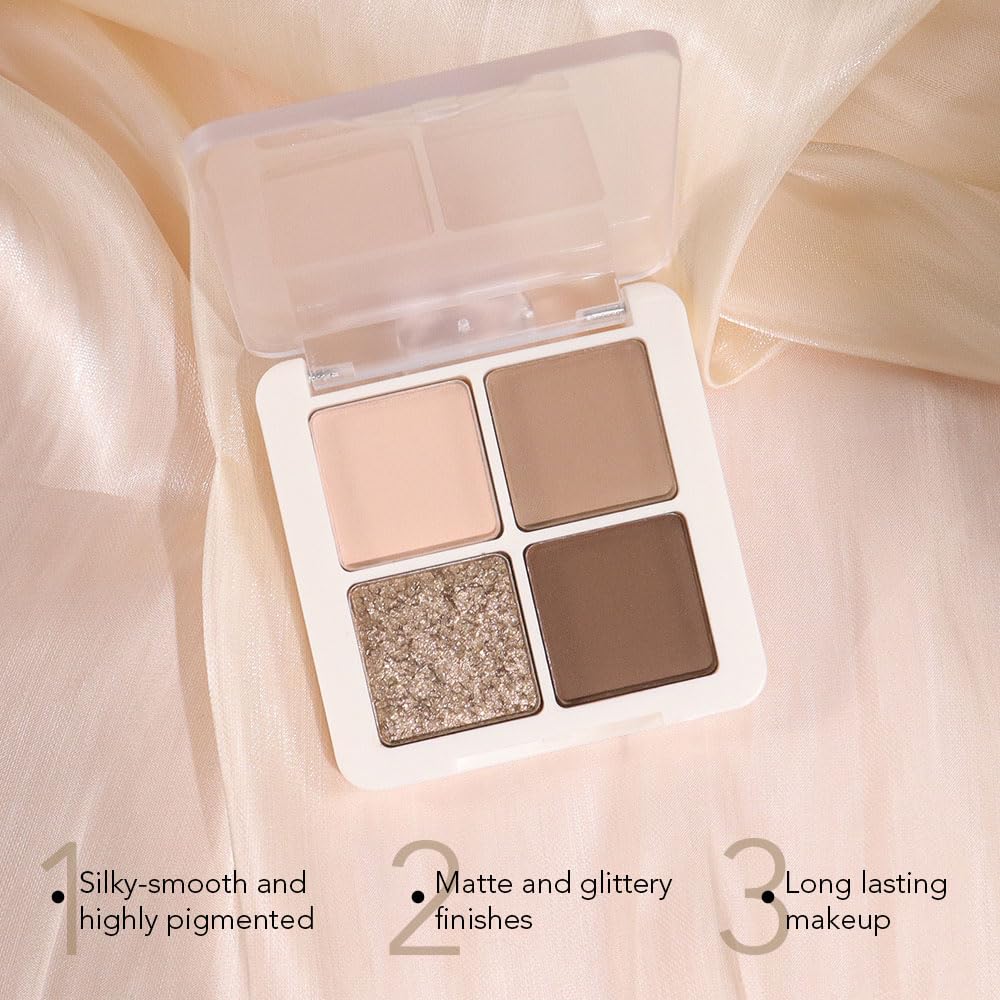 Eyeshadows Palette Makeup for Older Women, Neutral Nude Brown Eye Shadow, Powder Cream Glitter Matte Shimmer Quads Eyeshadow Palette, Long-lasting Pigmented Waterproof, sombras para ojos