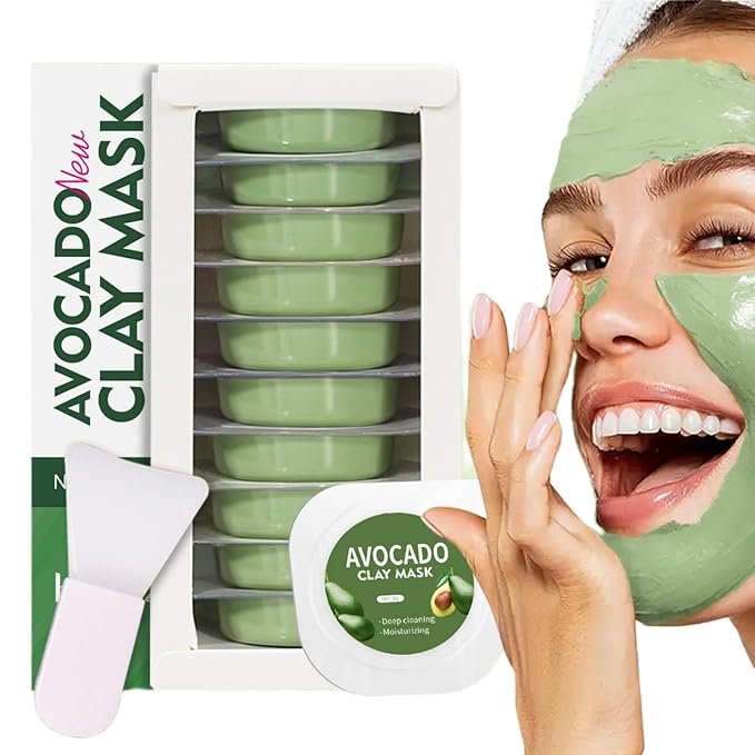 10pcs*5g Avocado Clay Mask Set, Clay Mud Mask, Moisturizing And Hydrating Skin, Blackhead Removal Men & Women Face Mask Skin Care Rejuvenating Facial Mask Travel Essential
