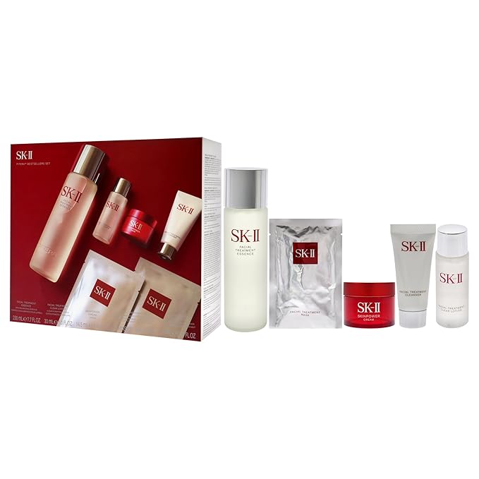 SK-II Pitera 6-Piece Set (Cleanser 0.57 Oz + Lotion 1 Oz + Essence 7.7 Oz + Skinpower Cream 0.49 Oz + 2 Facial Masks)
