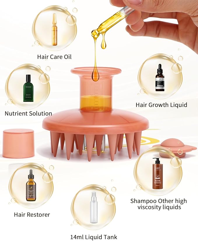 Hair Oil Applicator Brush, Scalp Oil Applicator Hair Oil Dispenser Hair Growth Oil Comb with Silicon Massage TeethScalp Oil Applicator for Scalp Hair Oiling Applicator with Massage Balls