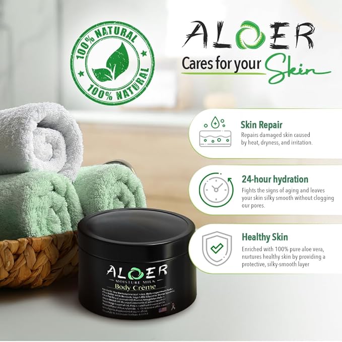 Moisture Milk Unisex Multipurpose Body Creme, Face and Body Moisturizer for Dry Skin, Pure Aloe Vera, Castor Seed Oil, Essential Oils, Soothes Skin, 4 Ounce, Non-greasy formula